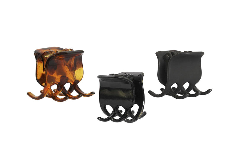 Set 6 Pinzas Basicas Negro 3 cm