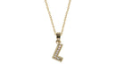 Collar con Dije Letra Molde Chica Dorado con Circonia