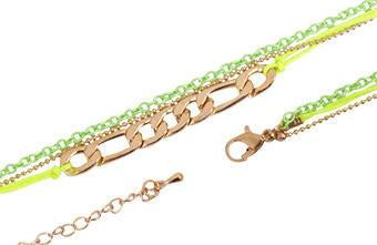 Brazalete de Cadenas con Hilo Verde Fosforescente 230 mm