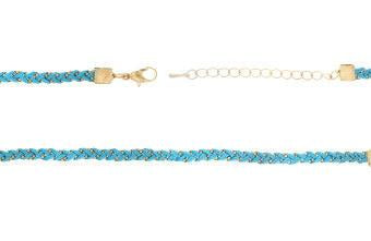 Brazalete Delgado Cadena con Hilo Trenzado Celeste Dorado 170 mm