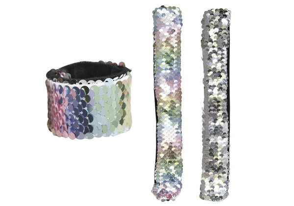Brazalete de Lentejuela Reversible Rainbow / Plateado 23 cm