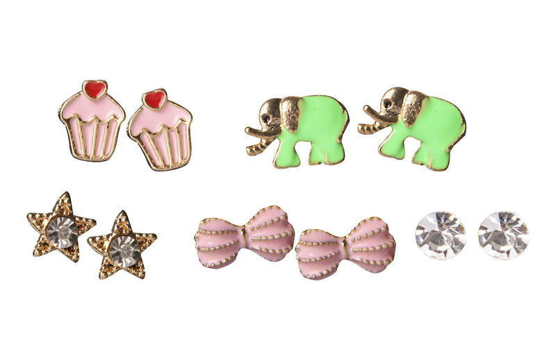 Set Aretes Metal Dorado Cupcake Mono