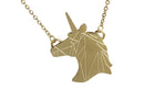 Collar Acero Inoxidable Dorado Cabeza Unicornio
